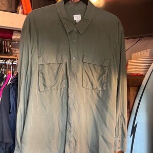 Men's Olive Green Button-Up Jacket